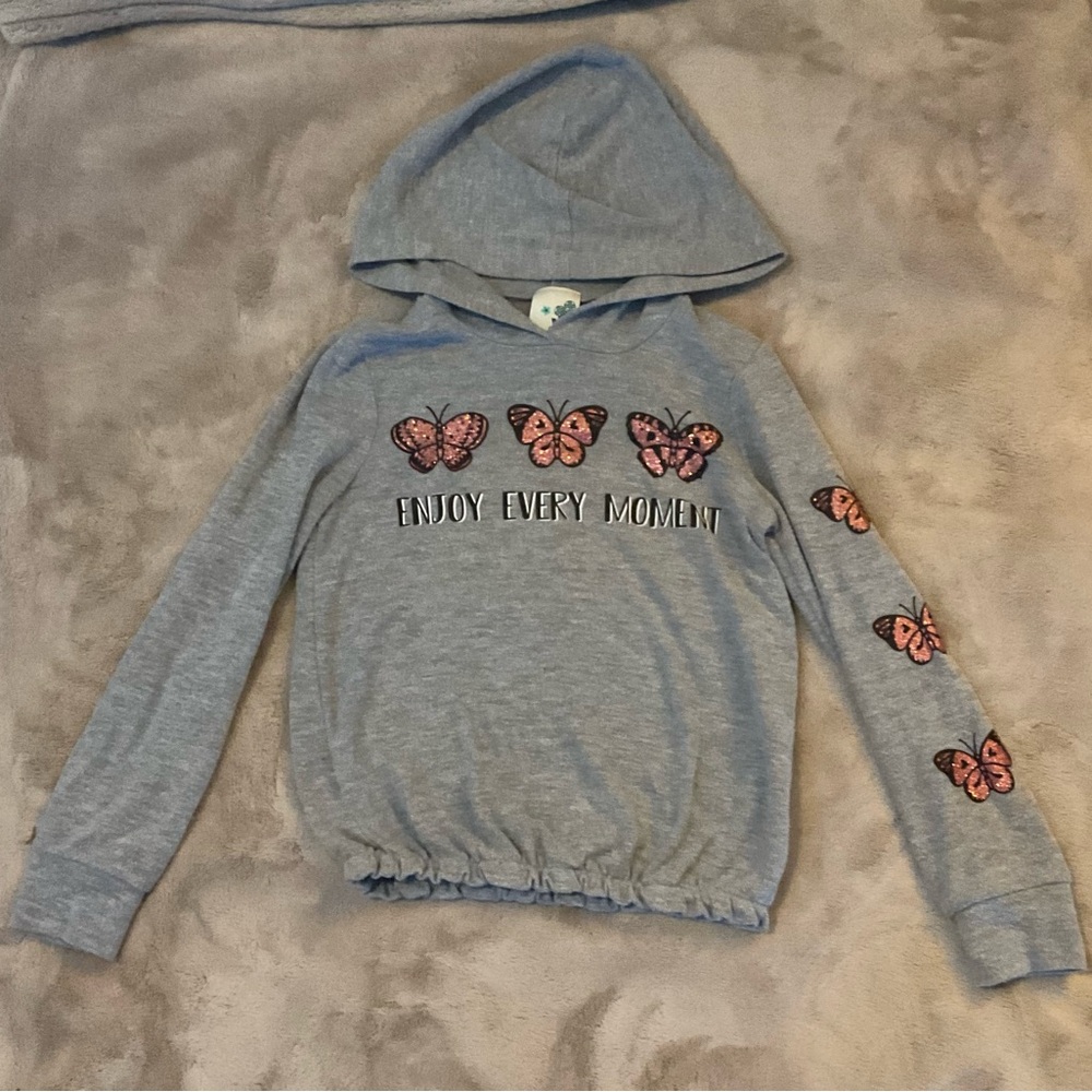 Gray Butterfly Kids Hoodie
